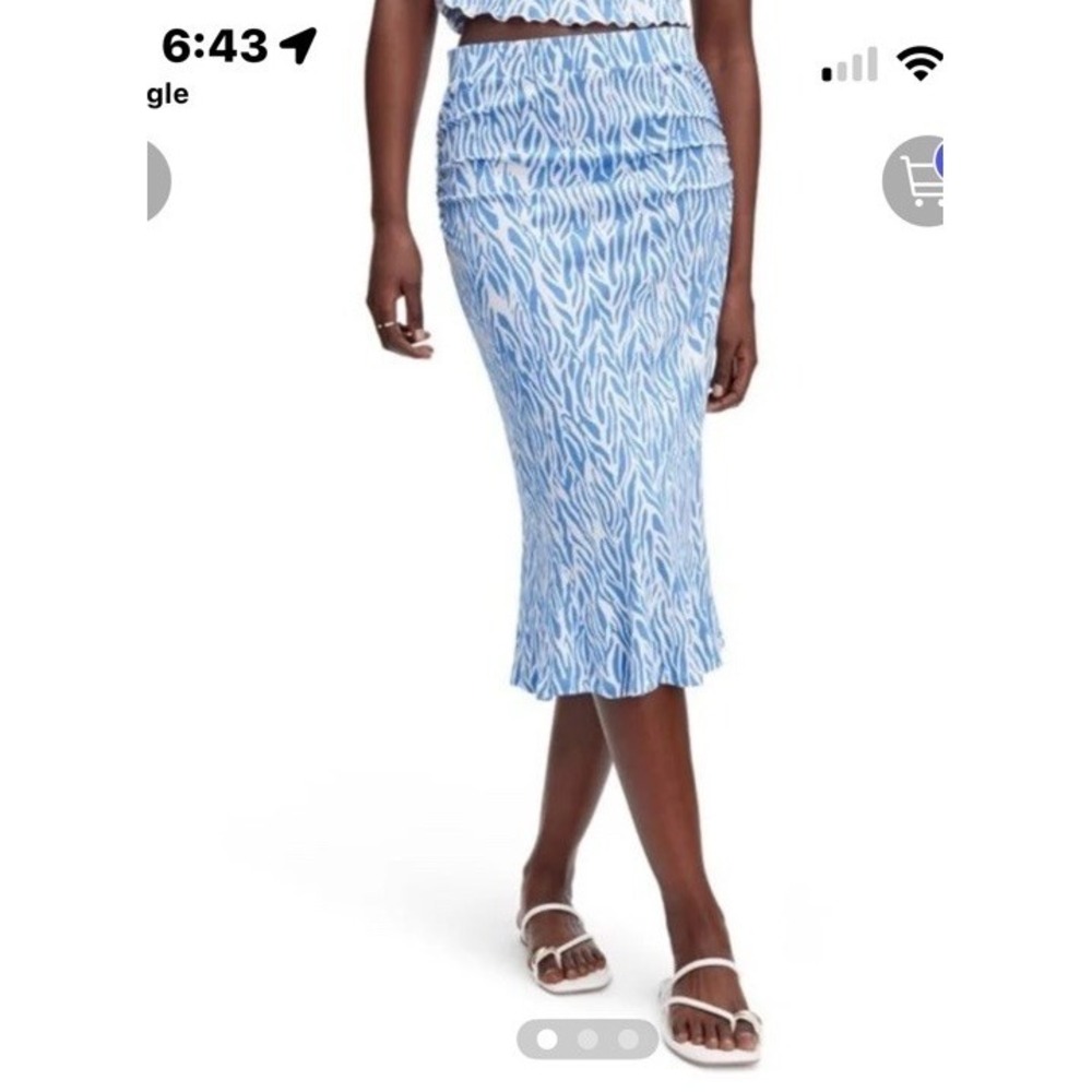 DVF x Target Women's A-Line Midi Knit Skirt Sea Twig Blue Size XL  NWT